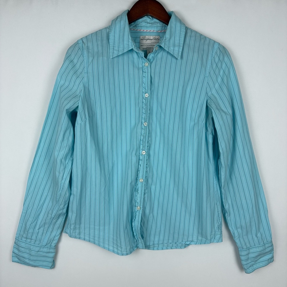 Aeropostale Pinstripe Ruffle Vintage‎ Button Down Shirt